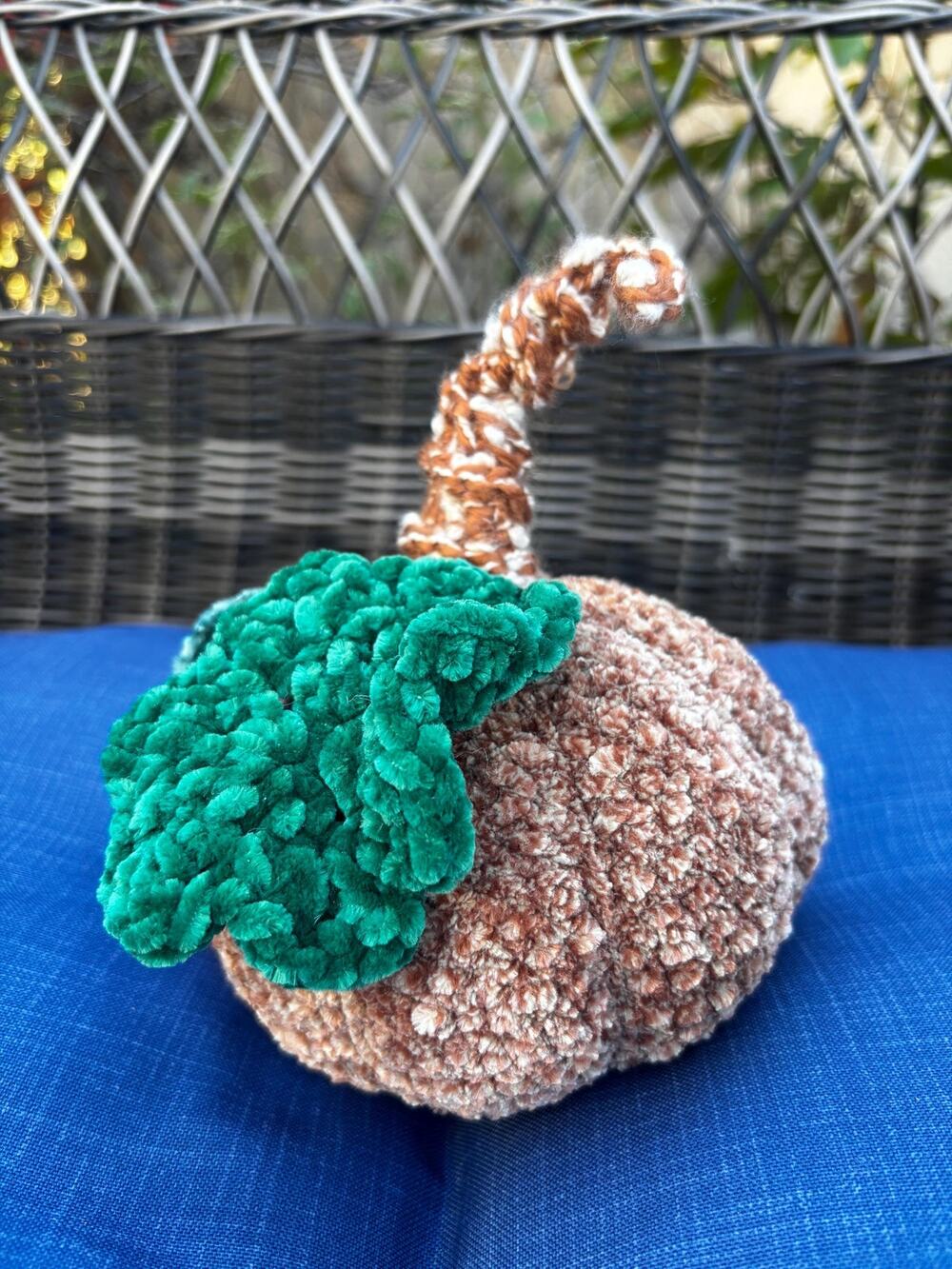 Handmade Velvet Pillow, Brown Pumpkin Plushie, Cottagecore Home Decor